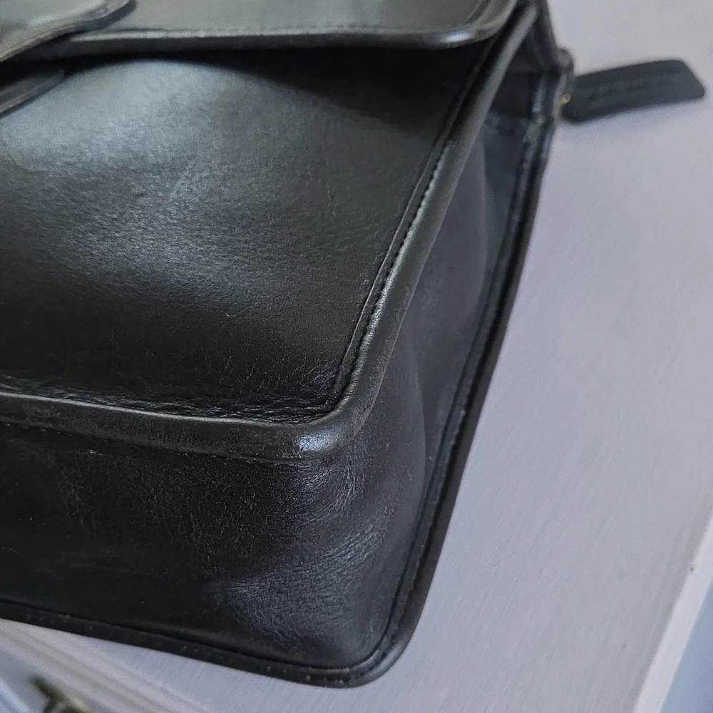 Coach Black Leather Top Handle Satchel with Gold Hardware…1994 ..